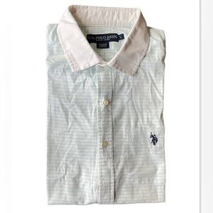 US POLO ASSN. button down casual long sleeve shirt for men
Color green/white